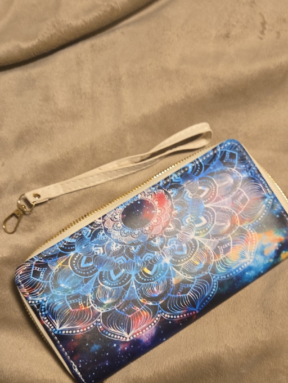 Galaxy Mandala Zip Wallet Wristlet - Blue Multi